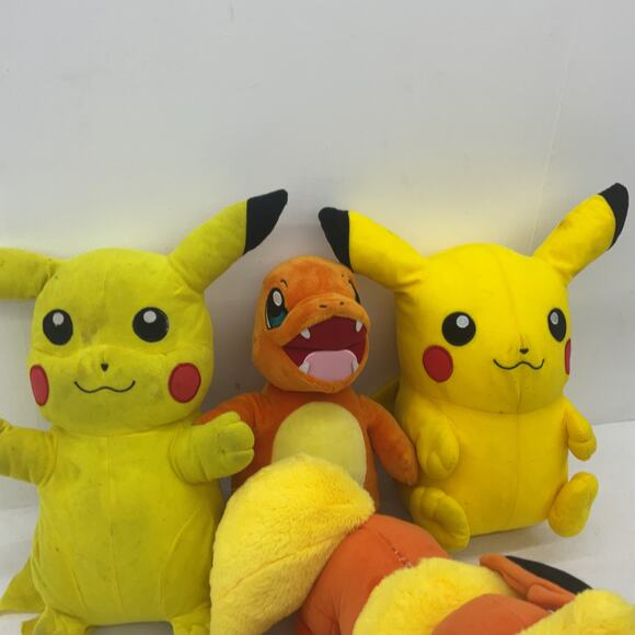 Preowned Multicolor Pokemon Plush LOT Flareon Charmander PIkachu Stuffed Animals - Picture 2 of 8